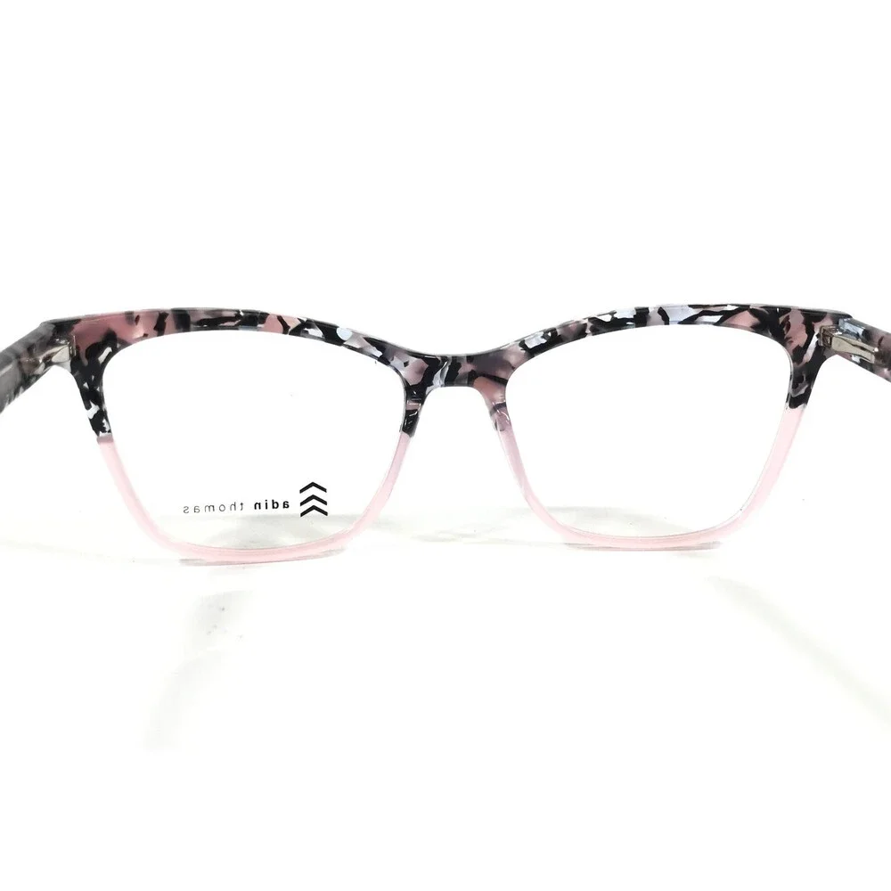 Adin Thomas Eyeglasses Frames AT-580 C1 Ice Pink Black Marbled 52-17-140